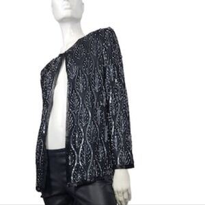 Black Glitter Jacket 1X – Glam Plus Size Partywear Office Siren Look